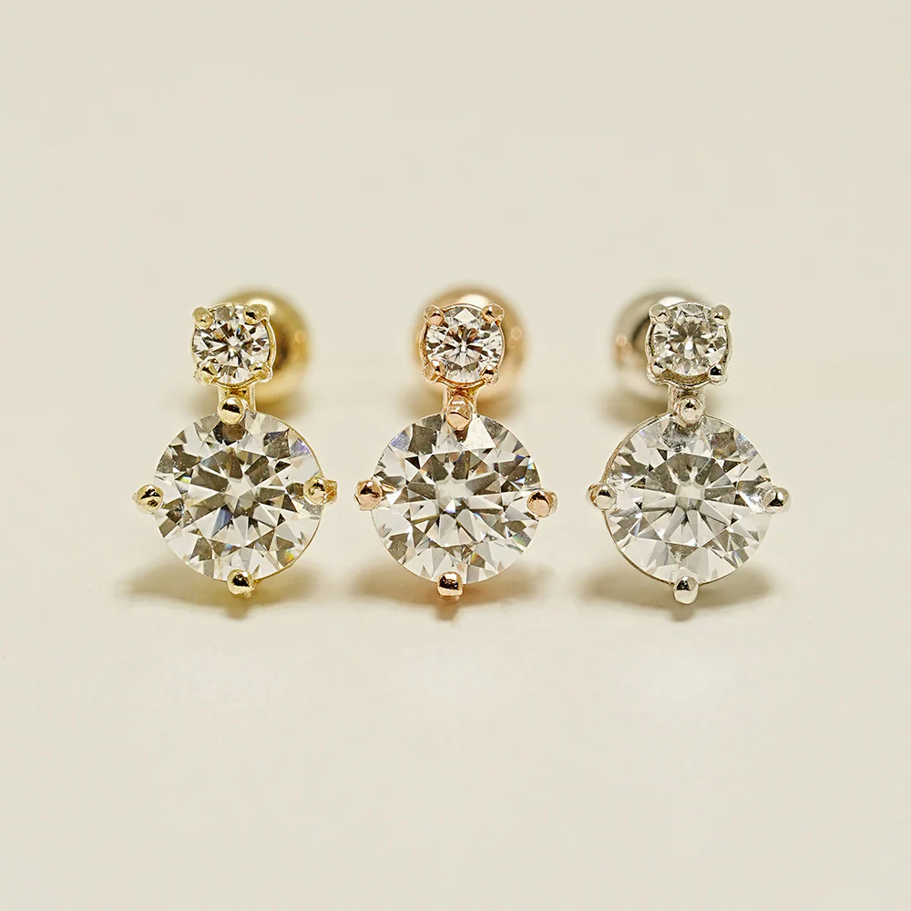14K Gold Misty Moissanite Cartilage Earring 20G18G16G - Image 12