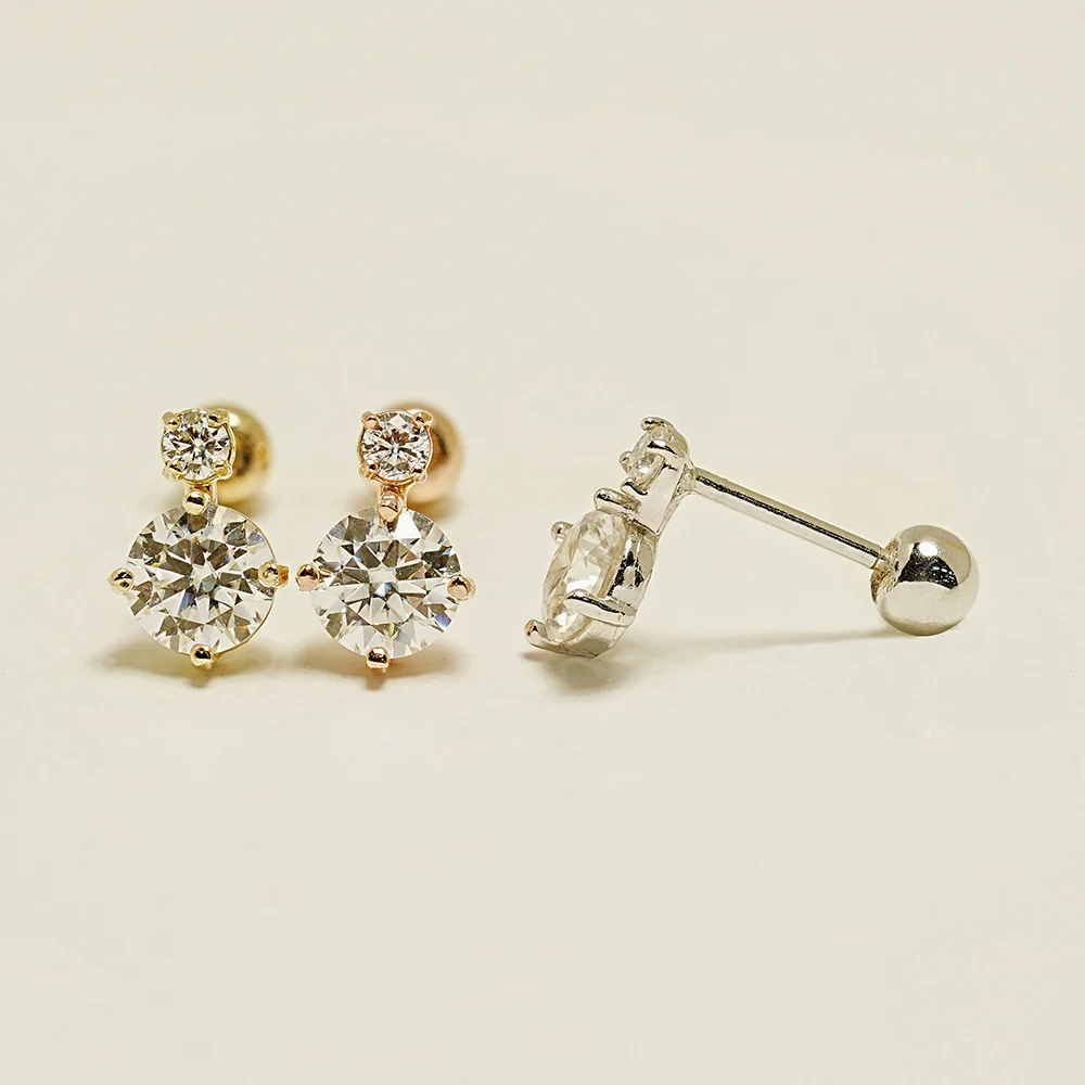 14K Gold Misty Moissanite Cartilage Earring 20G18G16G - Image 13