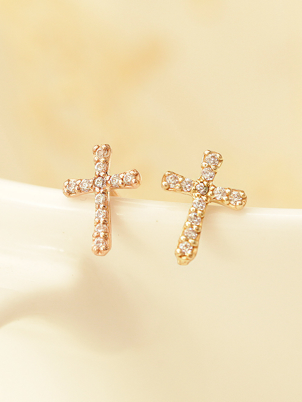 14K Gold Modern Cubic Cross Cartilage Earring 20G18G16G - Image 5