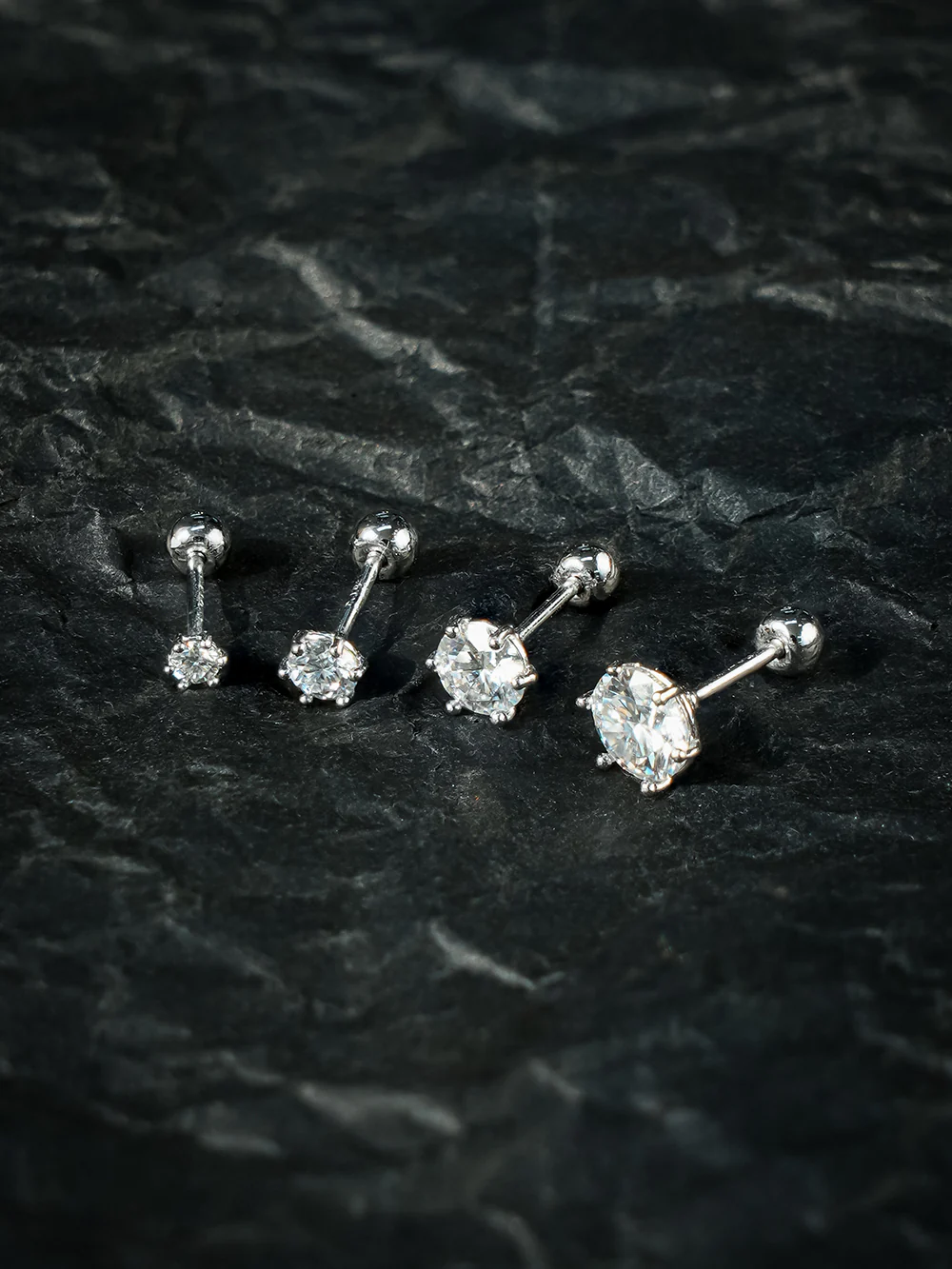 14K Gold Moissanite 6 Pronged Cartilage Earring 20G18G16G