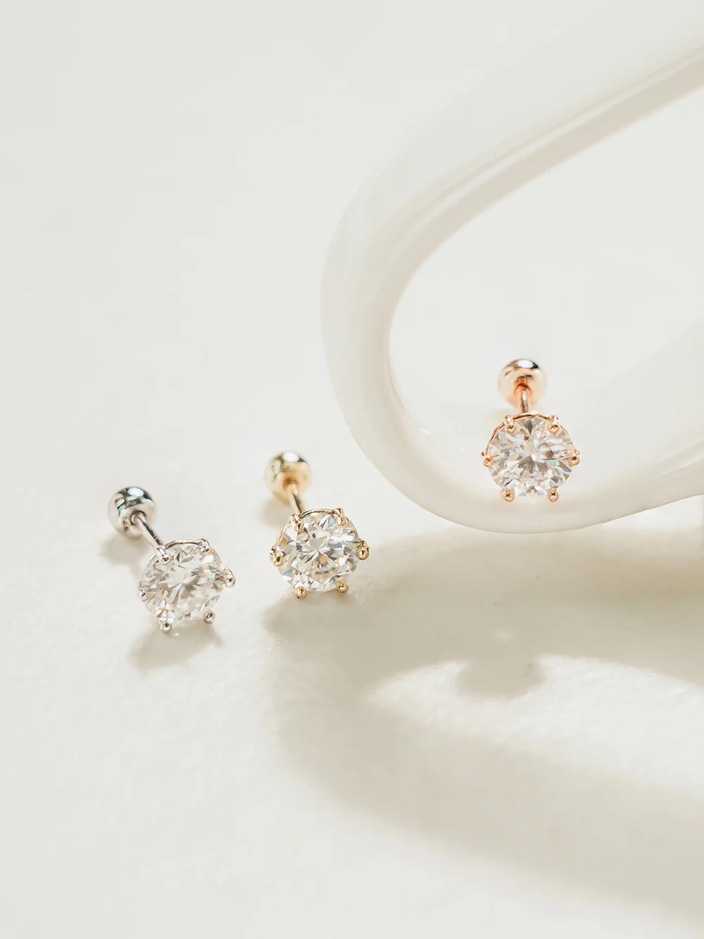 14K Gold Moissanite 6 Pronged Cartilage Earring 20G18G16G - Image 13