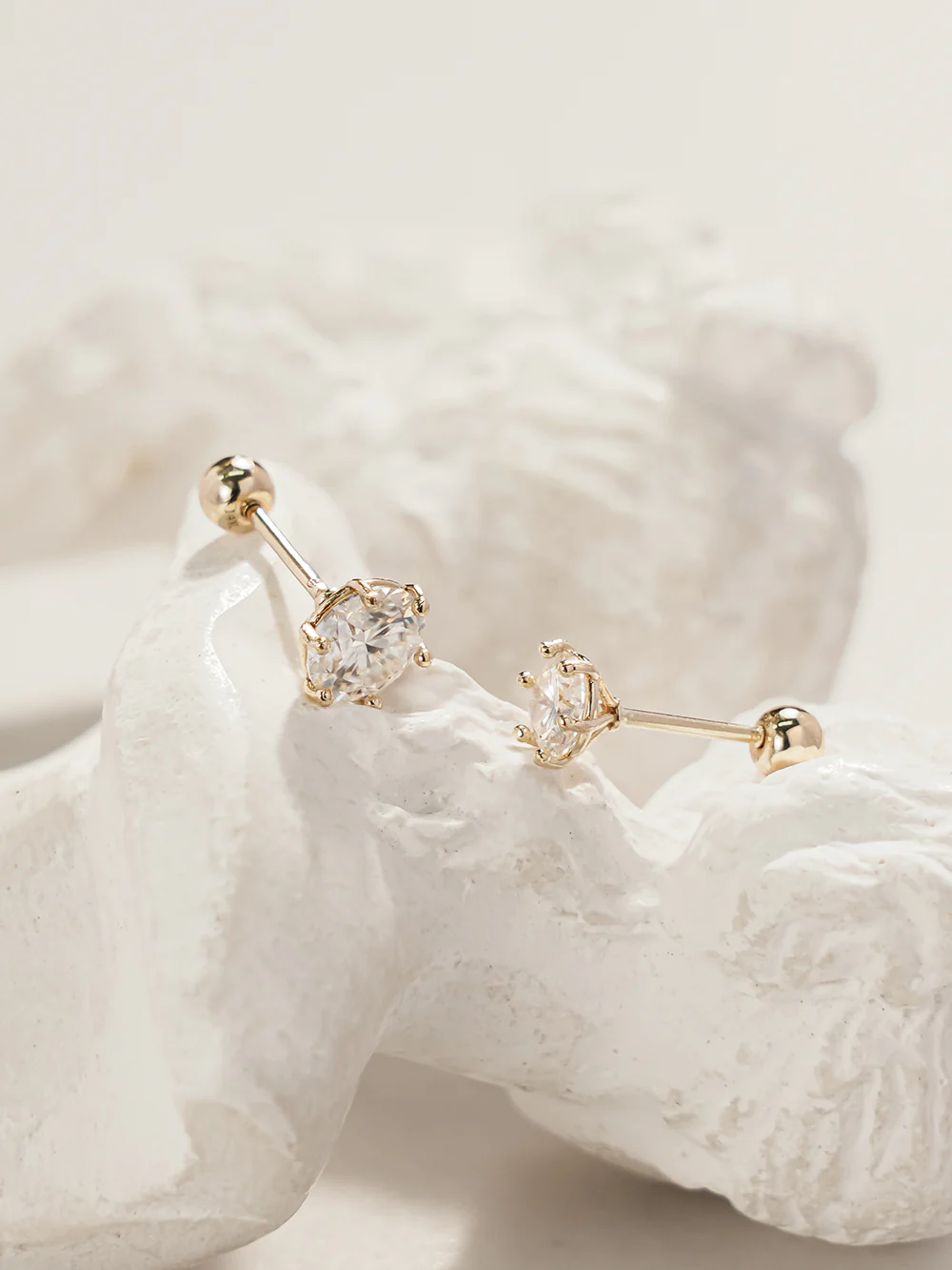 14K Gold Moissanite 6 Pronged Cartilage Earring 20G18G16G - Image 16