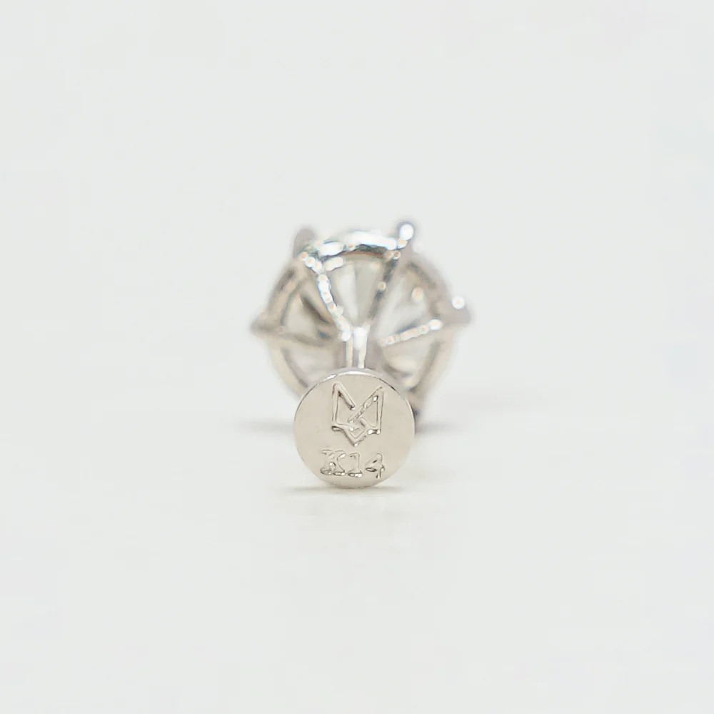 14K Gold Moissanite 6 Pronged Internally Threaded Labret Piercing 18G16G - Image 19