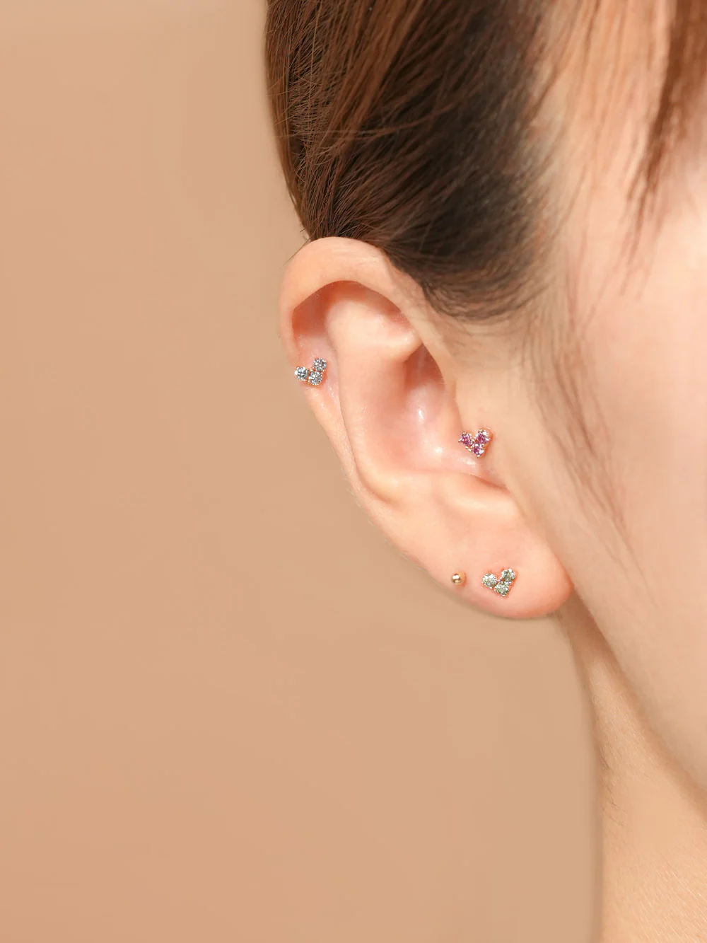 14K Gold Moissanite Block Heart Cartilage Earring 20G18G16G - Image 10