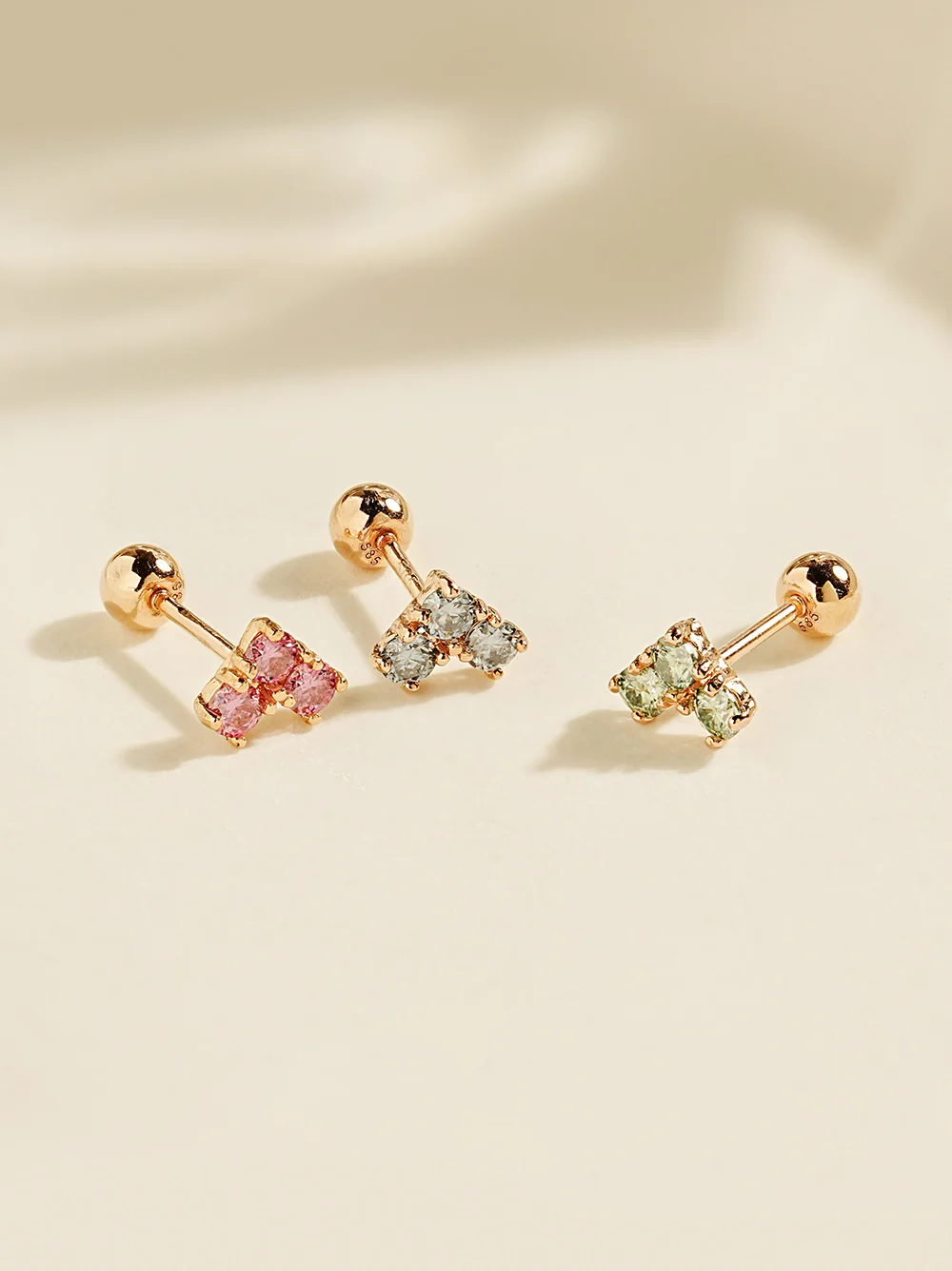14K Gold Moissanite Block Heart Cartilage Earring 20G18G16G - Image 11