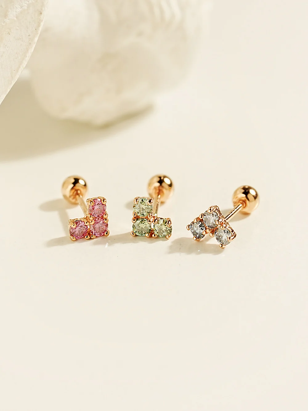 14K Gold Moissanite Block Heart Cartilage Earring 20G18G16G - Image 13