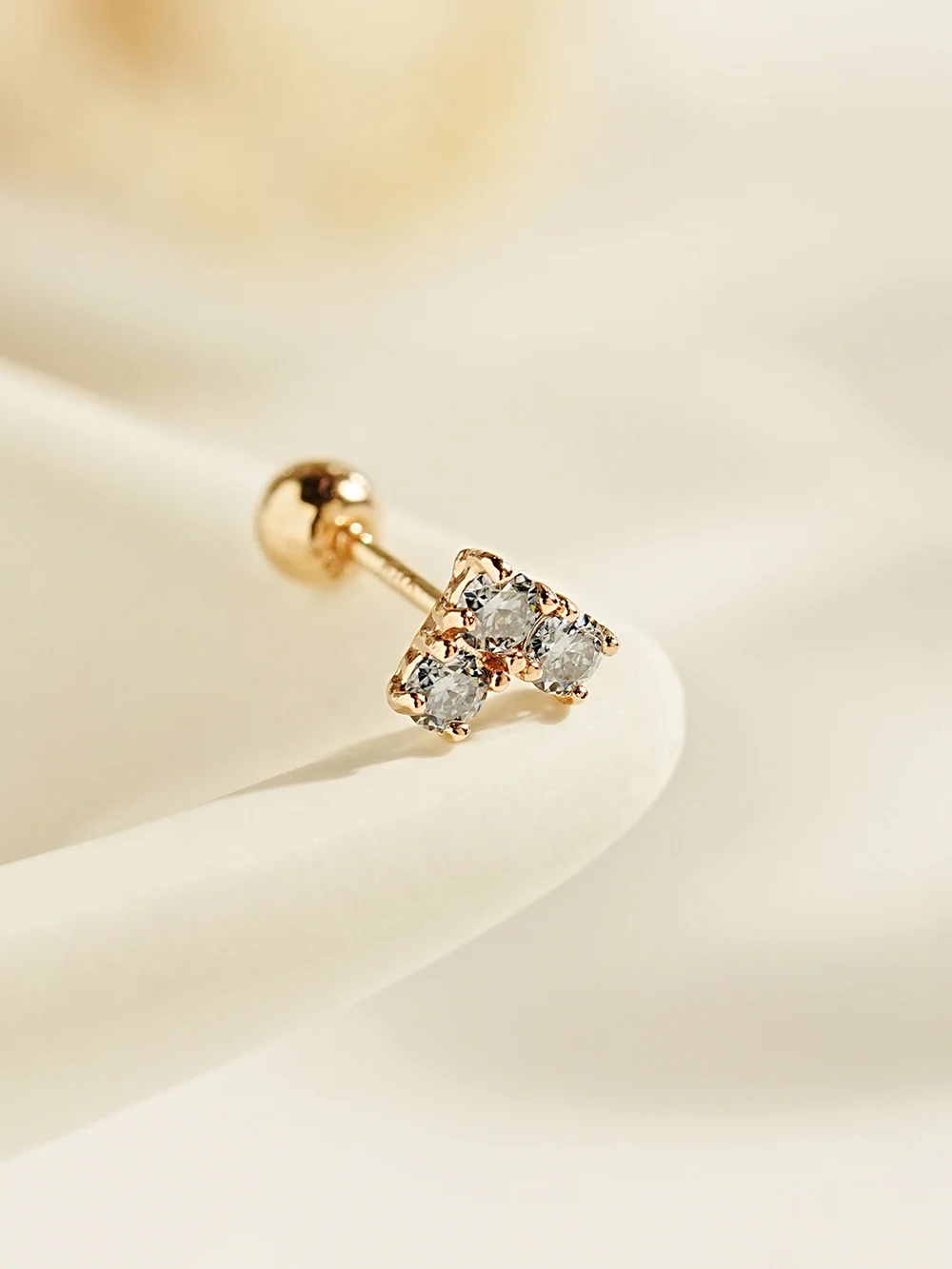 14K Gold Moissanite Block Heart Cartilage Earring 20G18G16G - Image 15