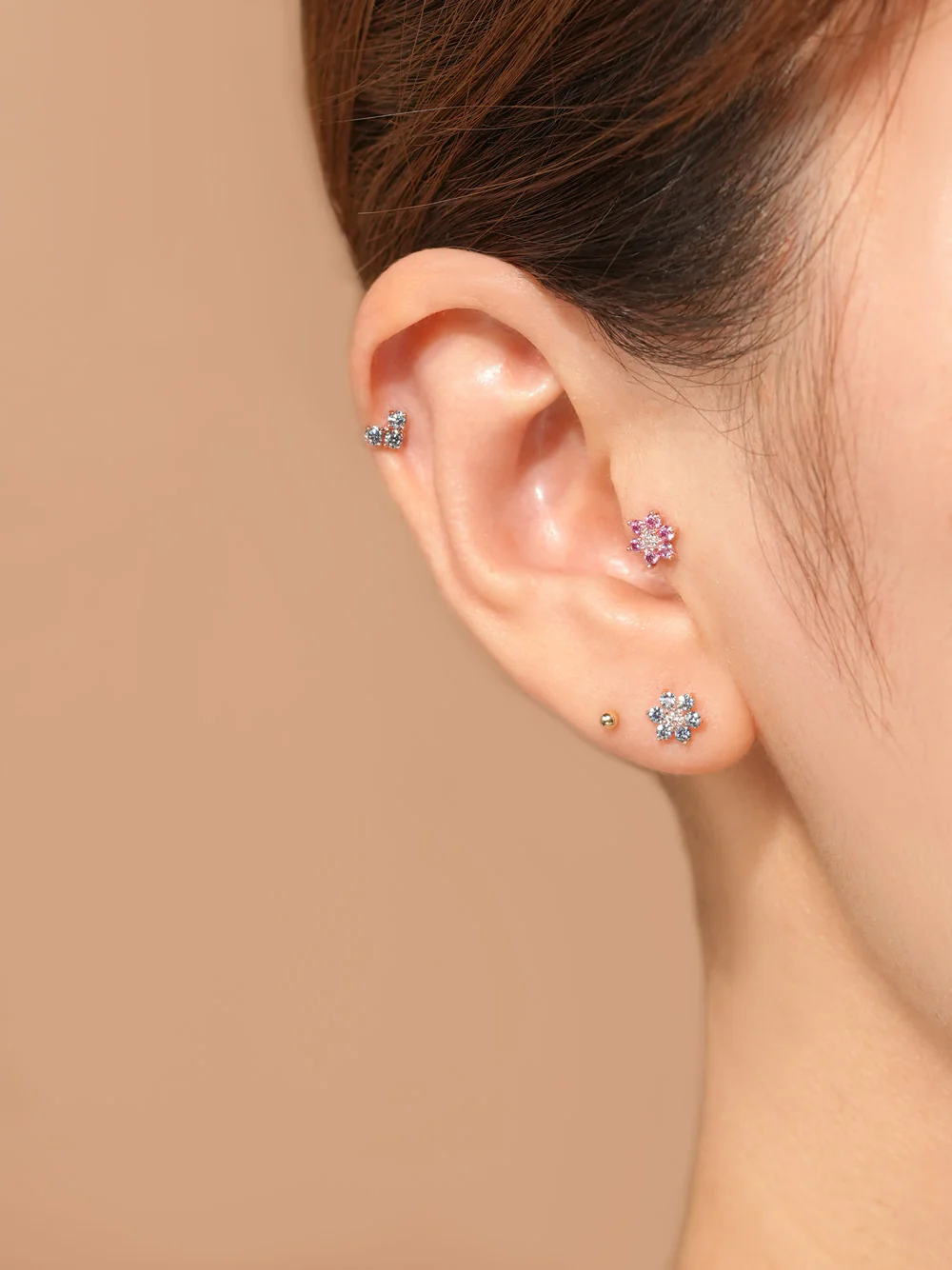 14K Gold Moissanite Block Heart Cartilage Earring 20G18G16G - Image 16