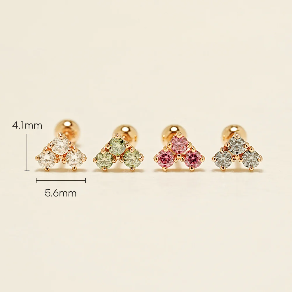 14K Gold Moissanite Block Heart Cartilage Earring 20G18G16G - Image 18