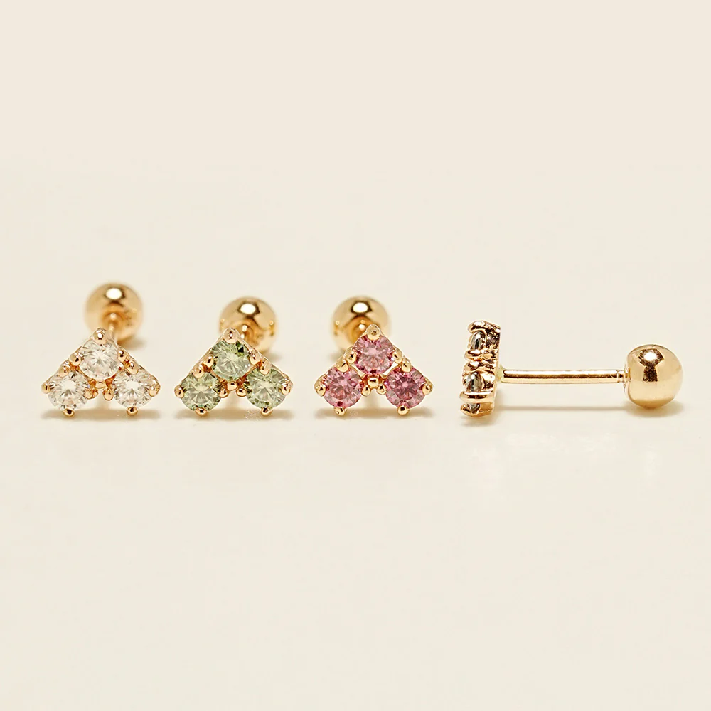 14K Gold Moissanite Block Heart Cartilage Earring 20G18G16G - Image 19