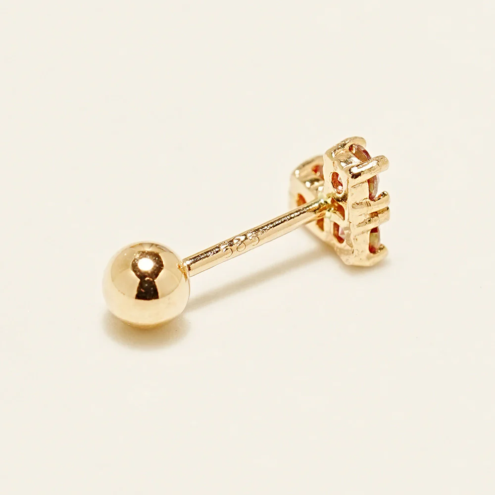 14K Gold Moissanite Block Heart Cartilage Earring 20G18G16G - Image 20