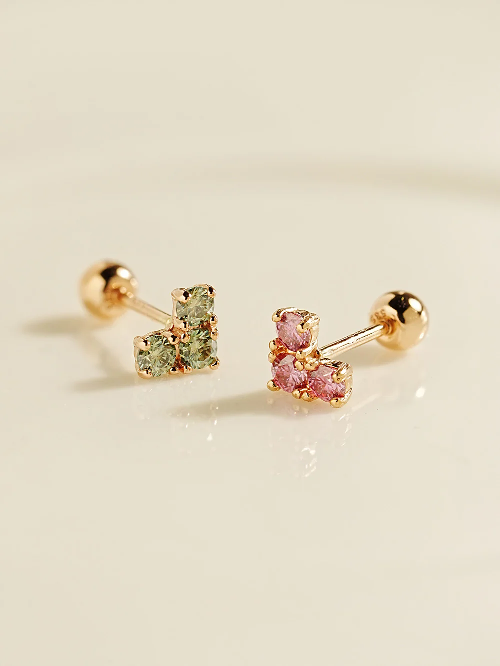 14K Gold Moissanite Block Heart Cartilage Earring 20G18G16G - Image 9