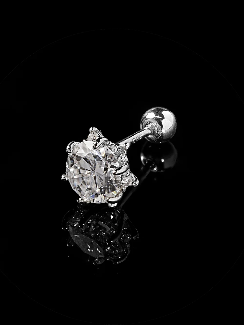 14K Gold Moissanite blossom Cartilage Earring 20G18G16G