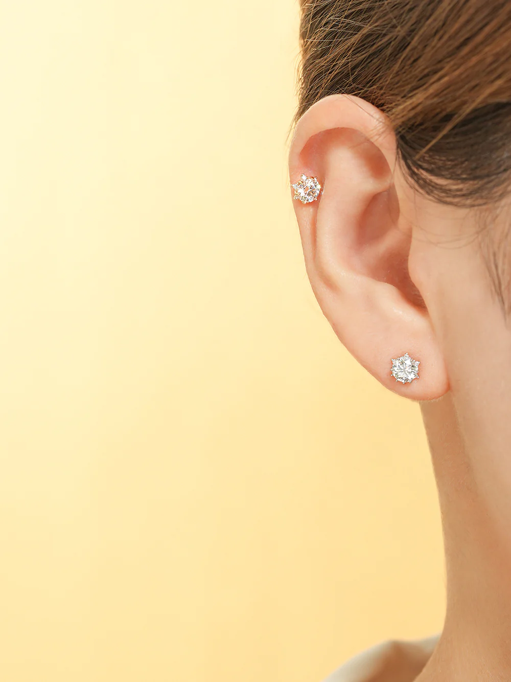 14K Gold Moissanite blossom Cartilage Earring 20G18G16G - Image 10