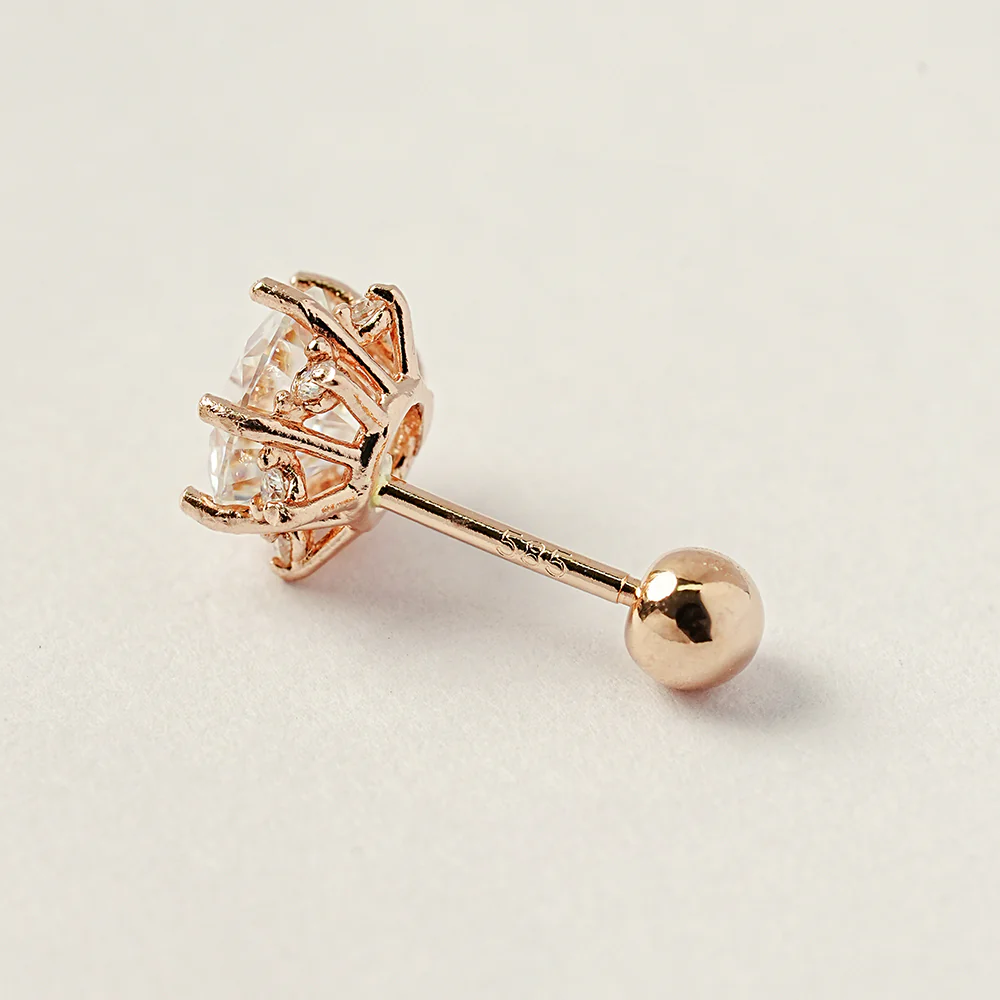 14K Gold Moissanite blossom Cartilage Earring 20G18G16G - Image 15