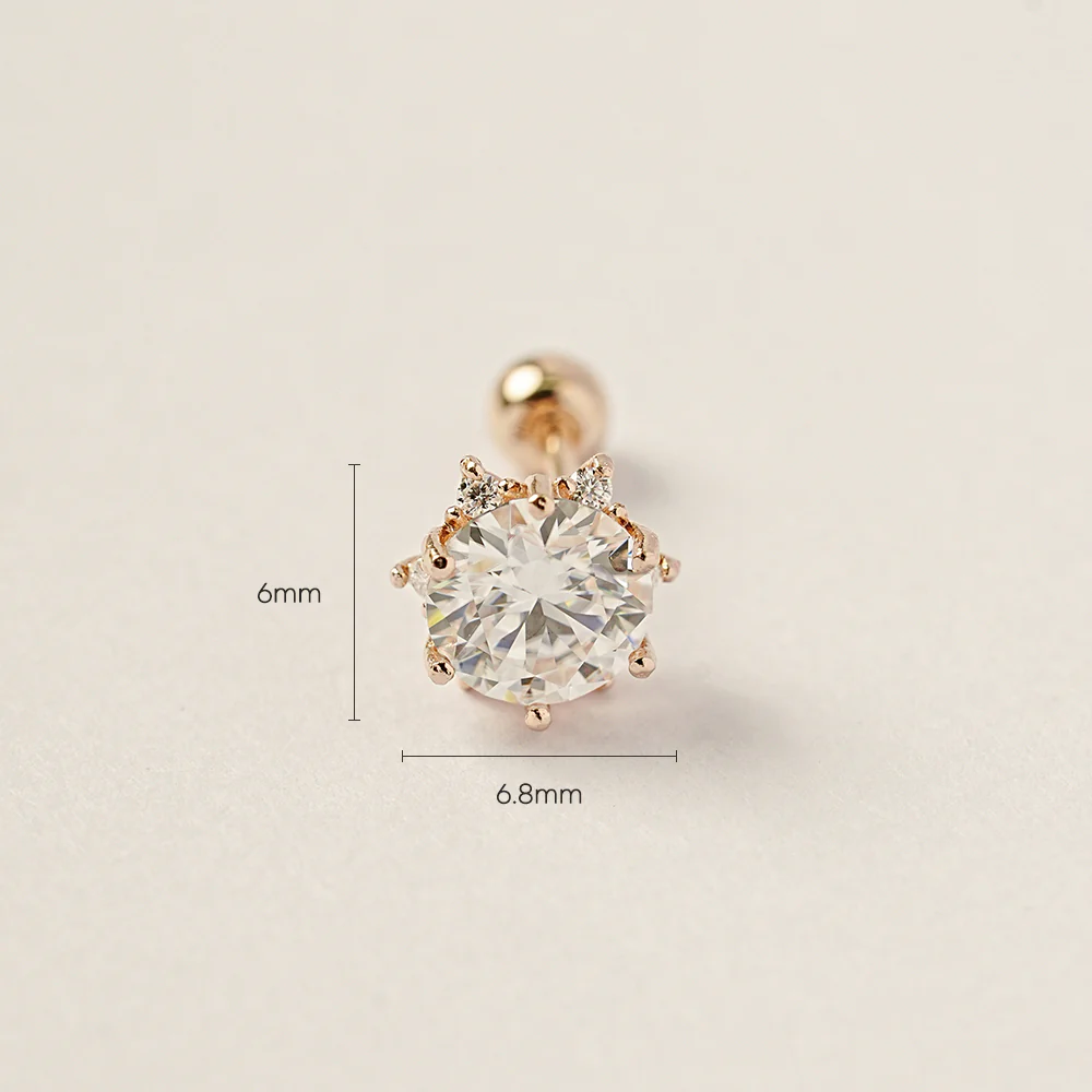 14K Gold Moissanite blossom Cartilage Earring 20G18G16G - Image 16
