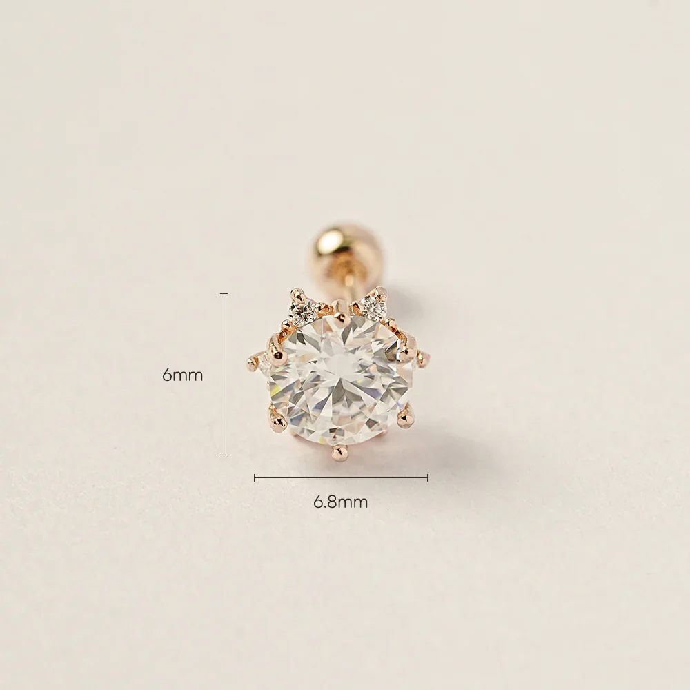 14K Gold Moissanite Blossom Internally Threaded Labret Piercing 20G18G16G - Image 6
