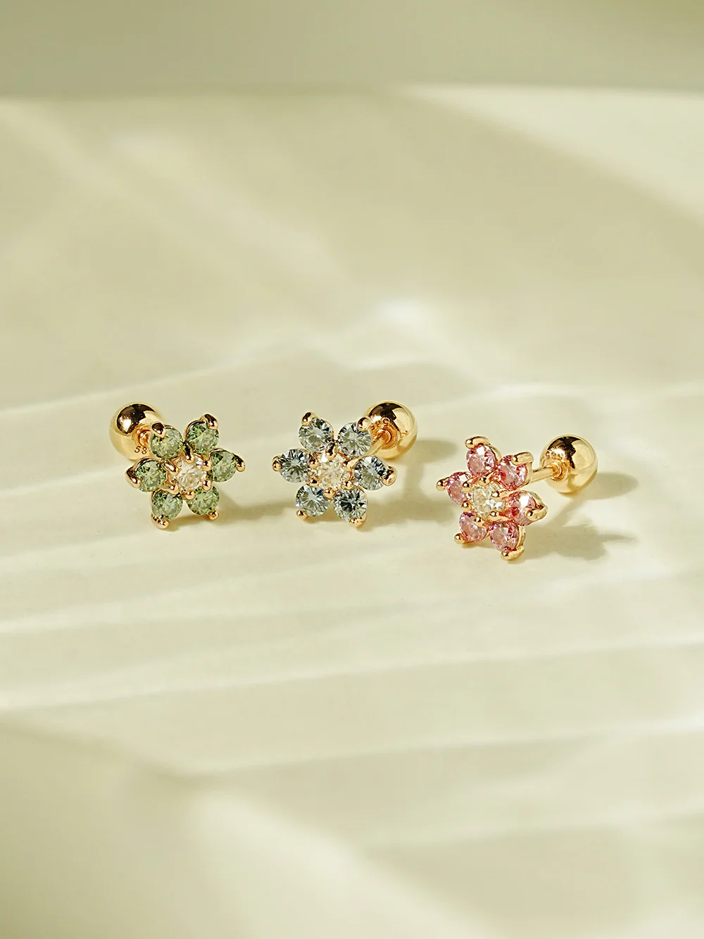 14K Gold Moissanite Colored Lovely Flower Cartilage Earring 20G18G16G - Image 13