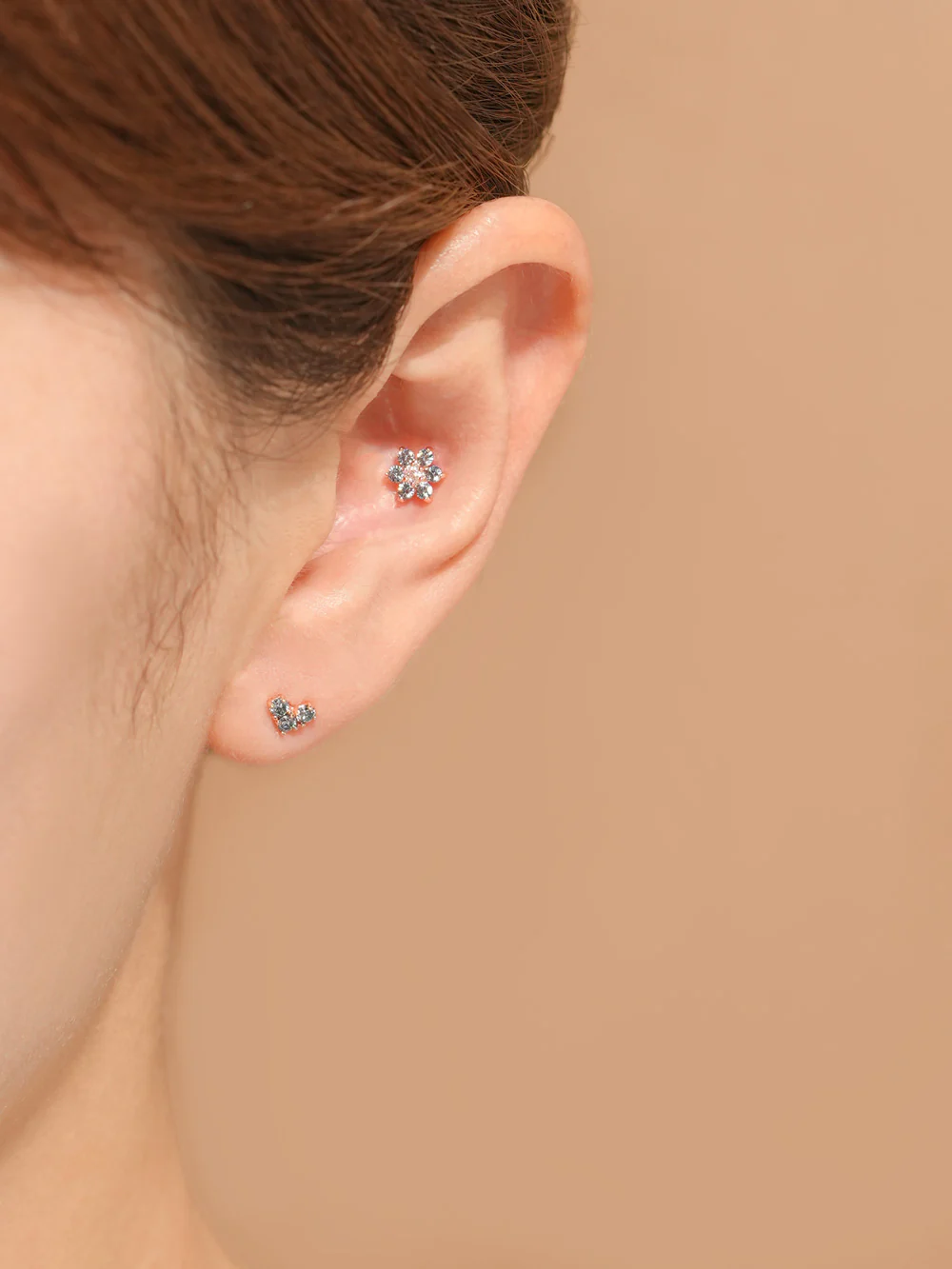 14K Gold Moissanite Colored Lovely Flower Cartilage Earring 20G18G16G - Image 16