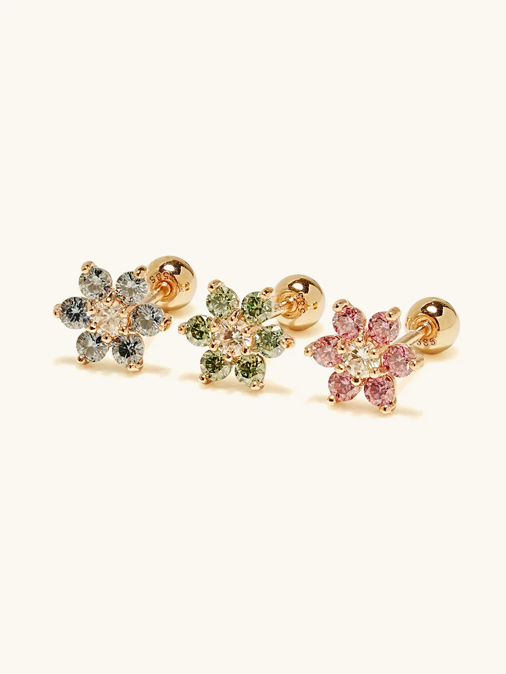 14K Gold Moissanite Colored Lovely Flower Cartilage Earring 20G18G16G - Image 18