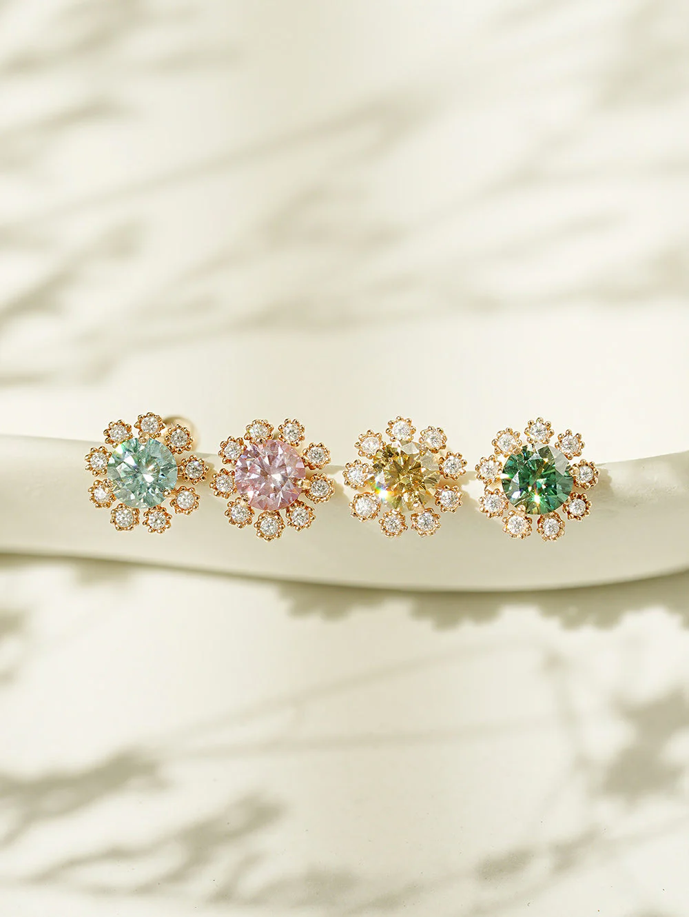 14K Gold Moissanite Colorful Daisy Cartilage Earring 20G18G16G - Image 10