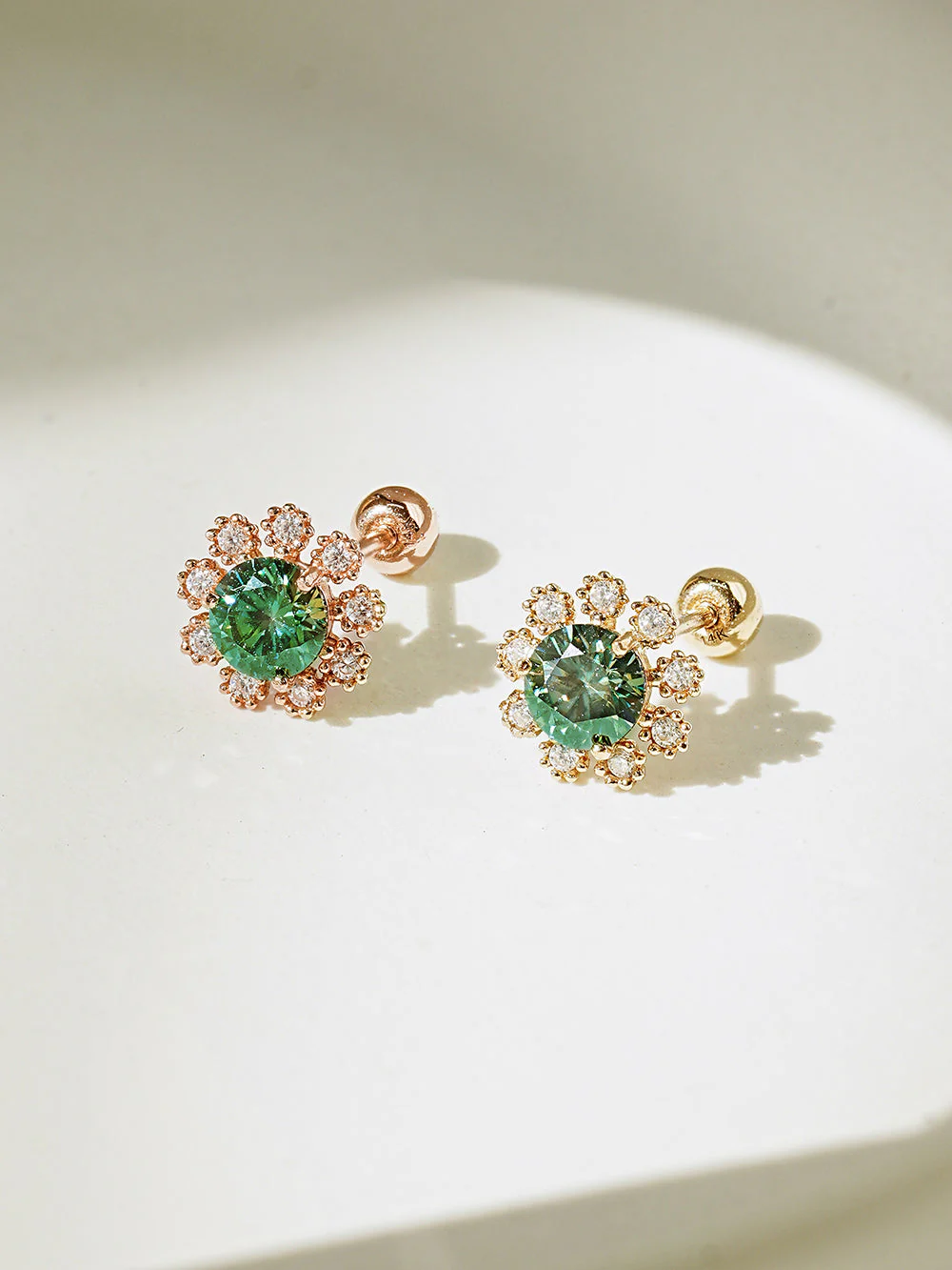 14K Gold Moissanite Colorful Daisy Cartilage Earring 20G18G16G - Image 13