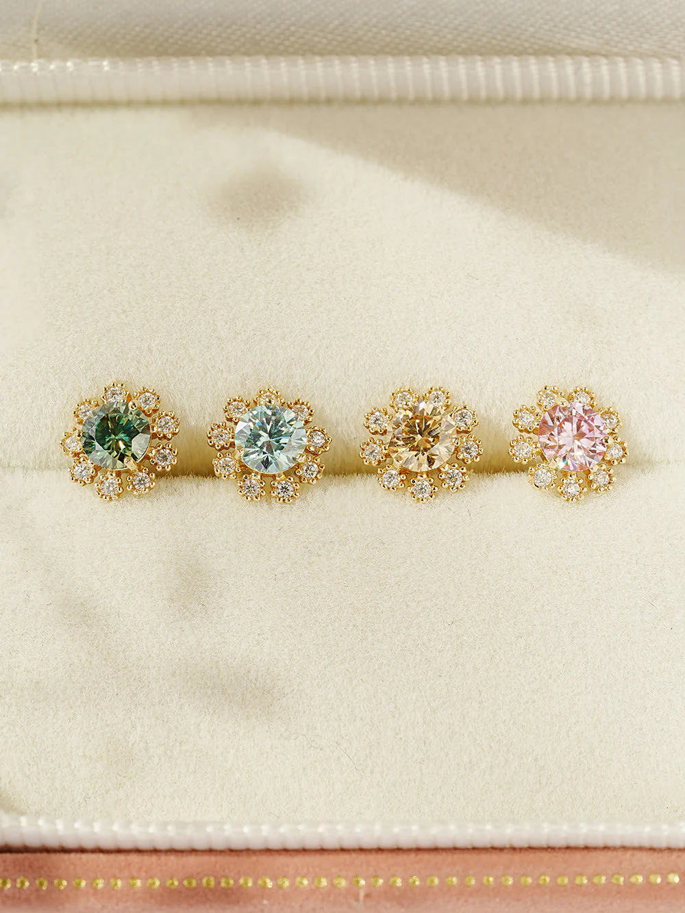 14K Gold Moissanite Colorful Daisy Cartilage Earring 20G18G16G - Image 14