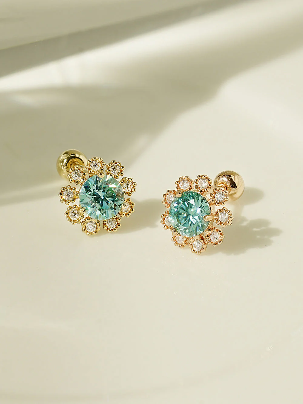 14K Gold Moissanite Colorful Daisy Cartilage Earring 20G18G16G - Image 15