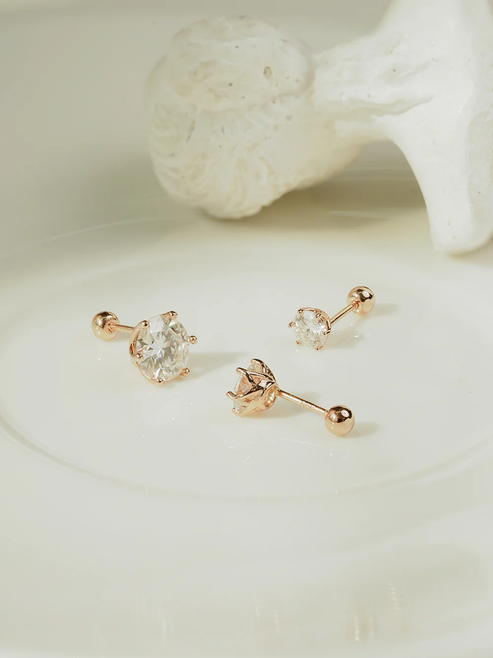 14K Gold Moissanite Crown Cartilage Earring 20G18G16G - Image 15