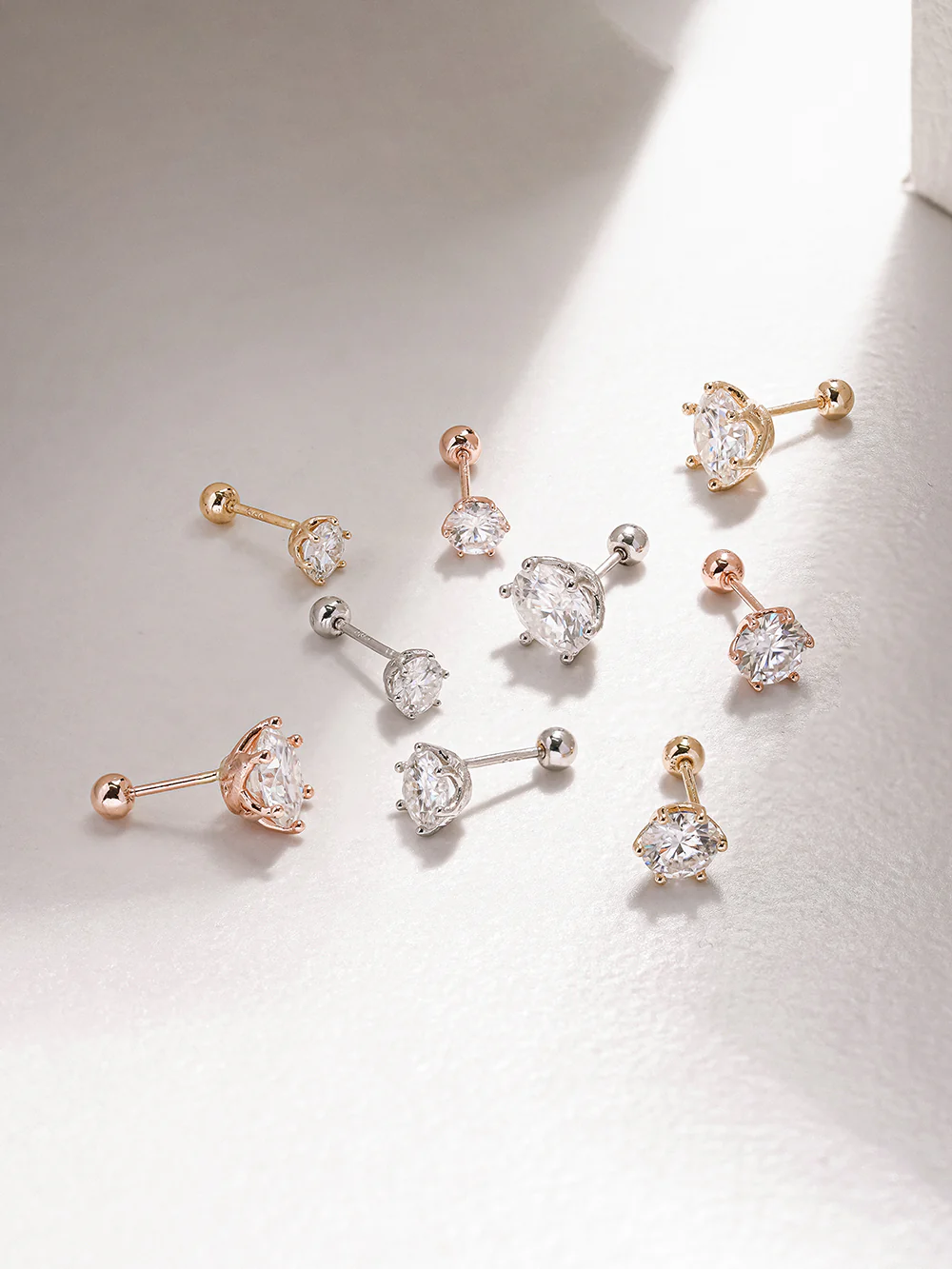 14K Gold Moissanite Crown Cartilage Earring 20G18G16G - Image 5