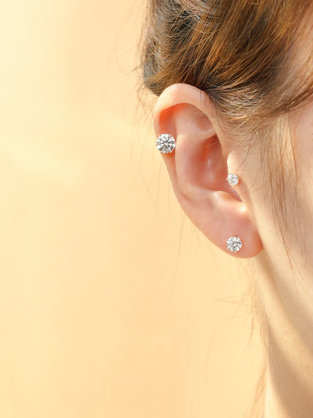 14K Gold Moissanite Crown Cartilage Earring 20G18G16G - Image 6