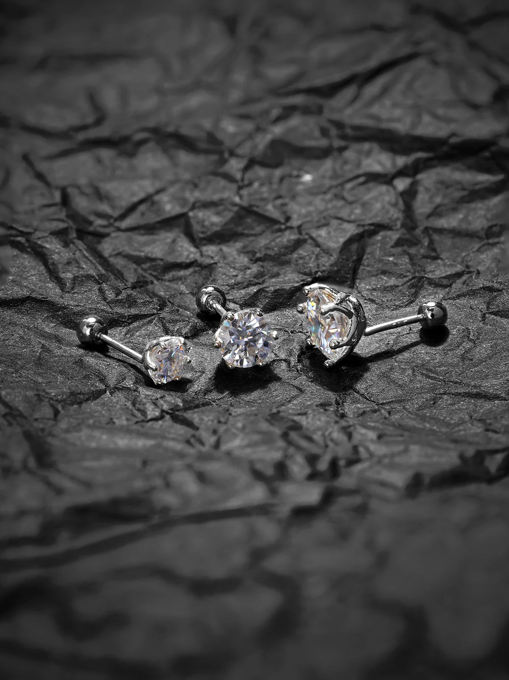 14K Gold Moissanite Crown Cartilage Earring 20G18G16G - Image 8