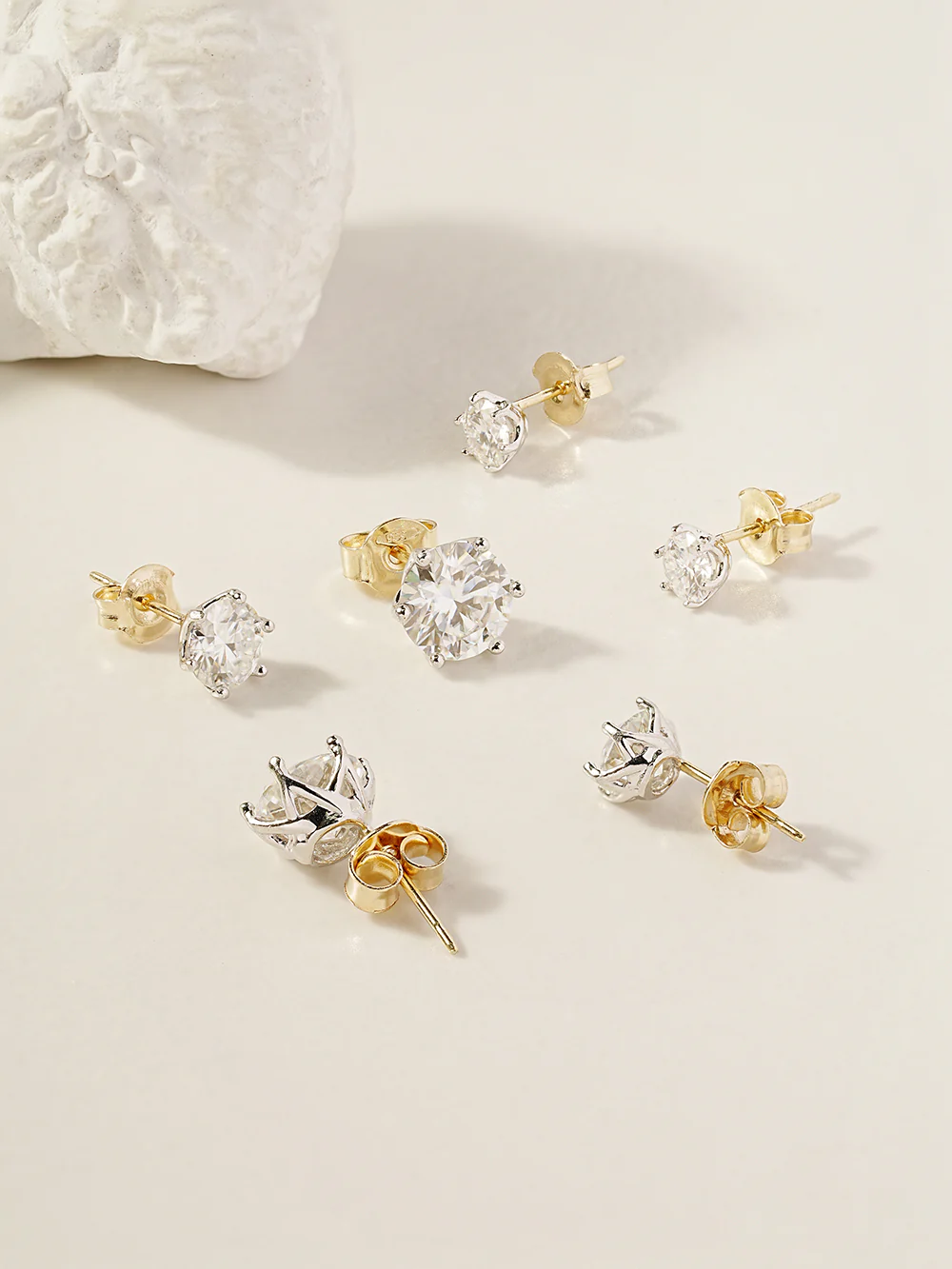14K Gold Moissanite Crown Stud Earring - Image 10