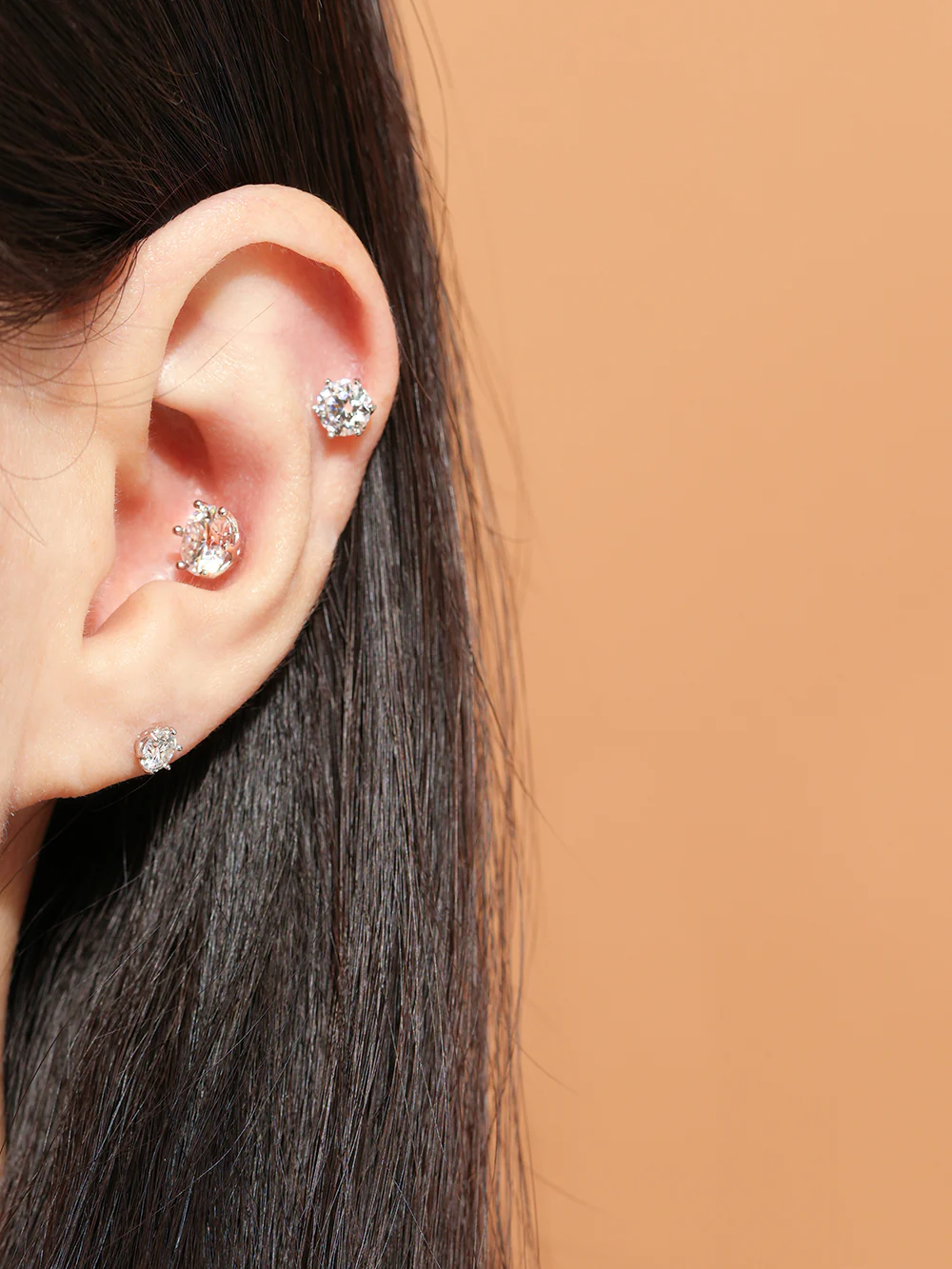 14K Gold Moissanite Crown Stud Earring - Image 13