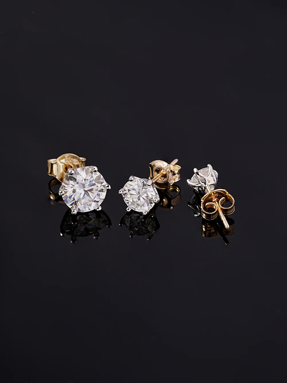 14K Gold Moissanite Crown Stud Earring - Image 2