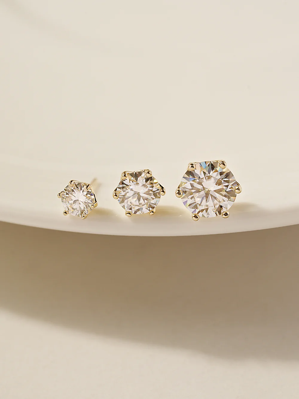 14K Gold Moissanite Crown Stud Earring - Image 6