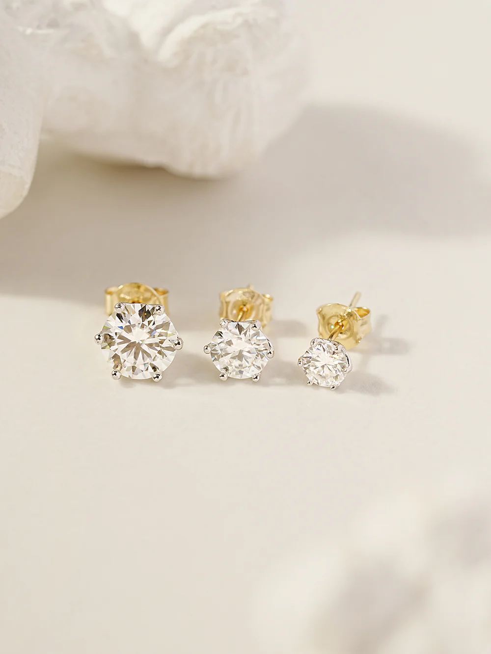 14K Gold Moissanite Crown Stud Earring - Image 8