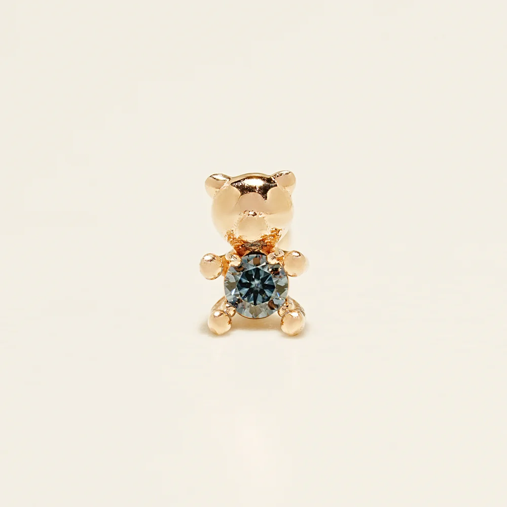 14K Gold Moissanite Dia Cute Bear Cartilage Earring 20G18G16G - Image 19