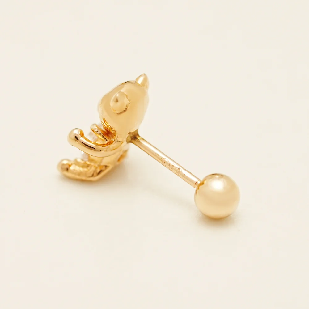 14K Gold Moissanite Dia Cute Bear Cartilage Earring 20G18G16G - Image 20