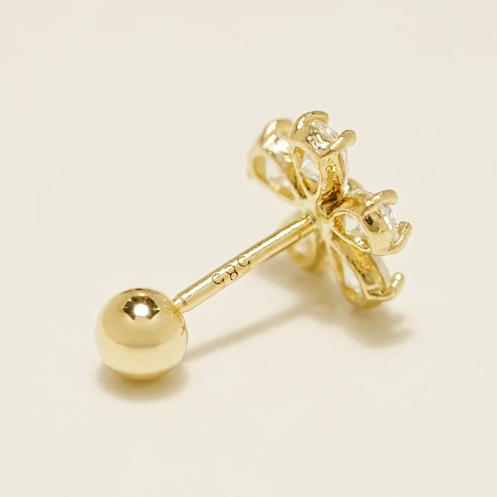14K Gold Moissanite Dia Dreaming Flower Cartilage Earring 20G18G16G - Image 10