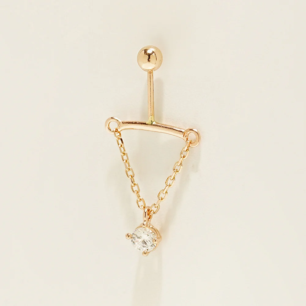 14K Gold Moissanite Dia Hidden Helix Drop Cubic Earring 20G18G16G - Image 15