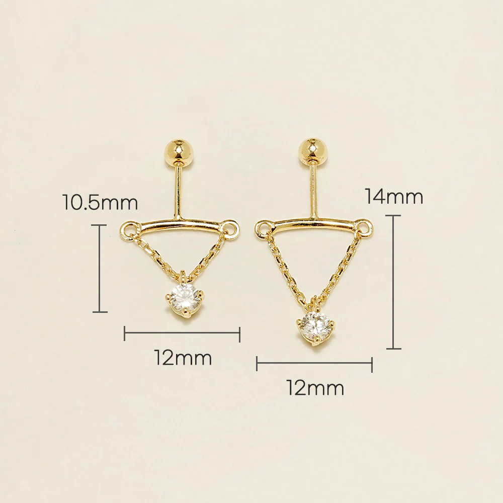 14K Gold Moissanite Dia Hidden Helix Drop Cubic Earring 20G18G16G - Image 17
