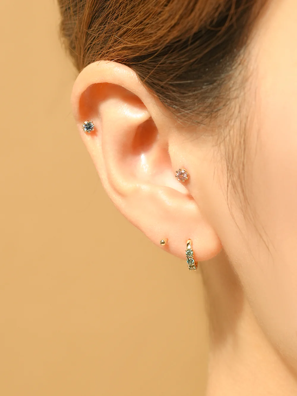 14K Gold Moissanite Dia Queen Cartilage Earring 20G18G16G - Image 10