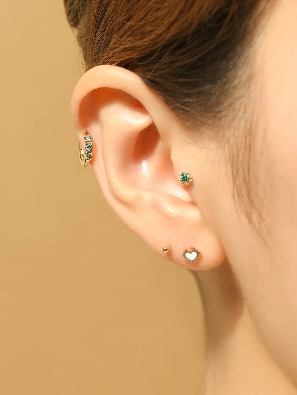 14K Gold Moissanite Dia Queen Cartilage Earring 20G18G16G - Image 12