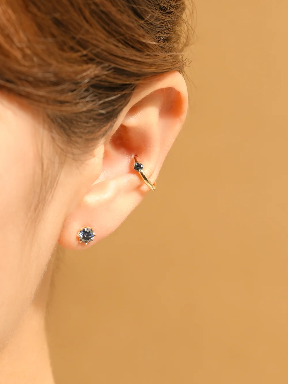 14K Gold Moissanite Dia Queen Cartilage Earring 20G18G16G - Image 14