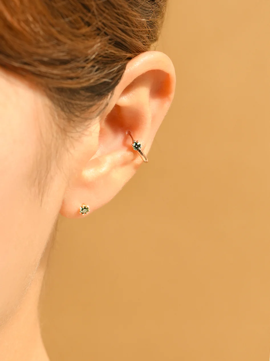 14K Gold Moissanite Dia Queen Cartilage Earring 20G18G16G - Image 16
