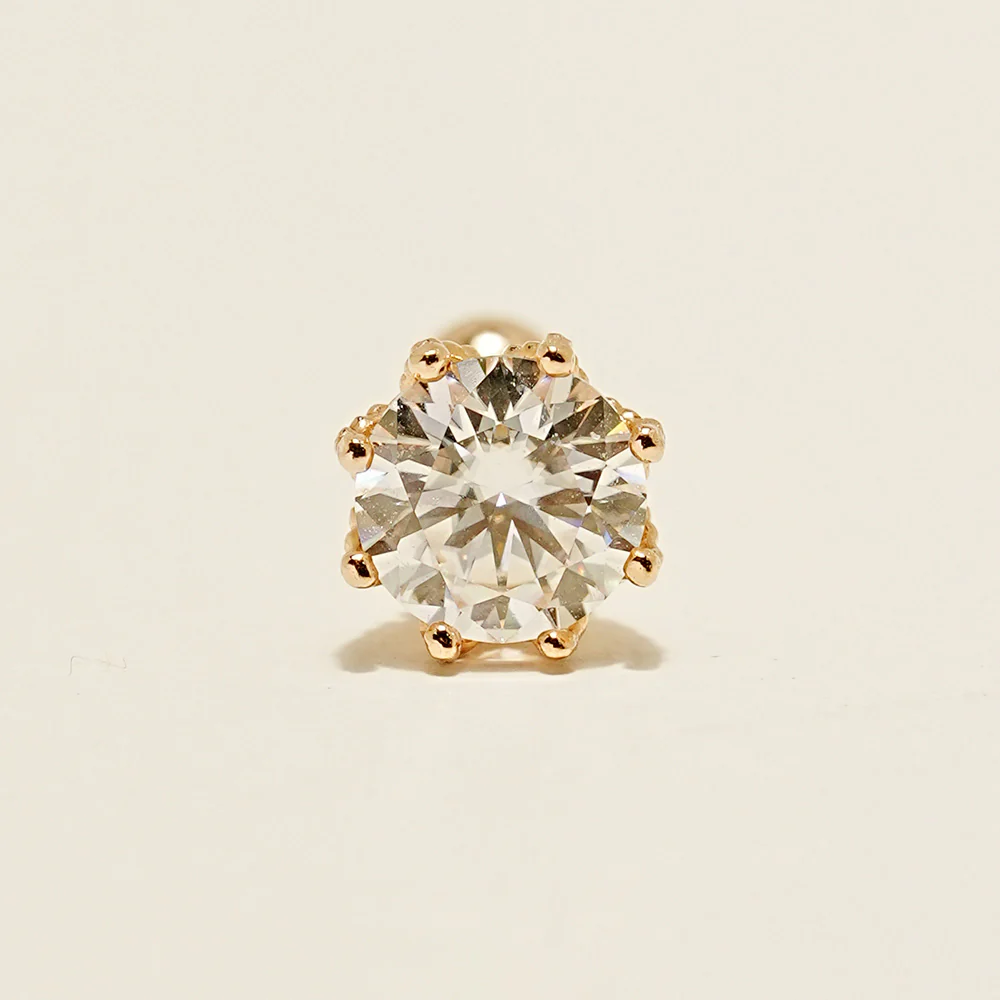 14K Gold Moissanite Dia Queen Cartilage Earring 20G18G16G - Image 17