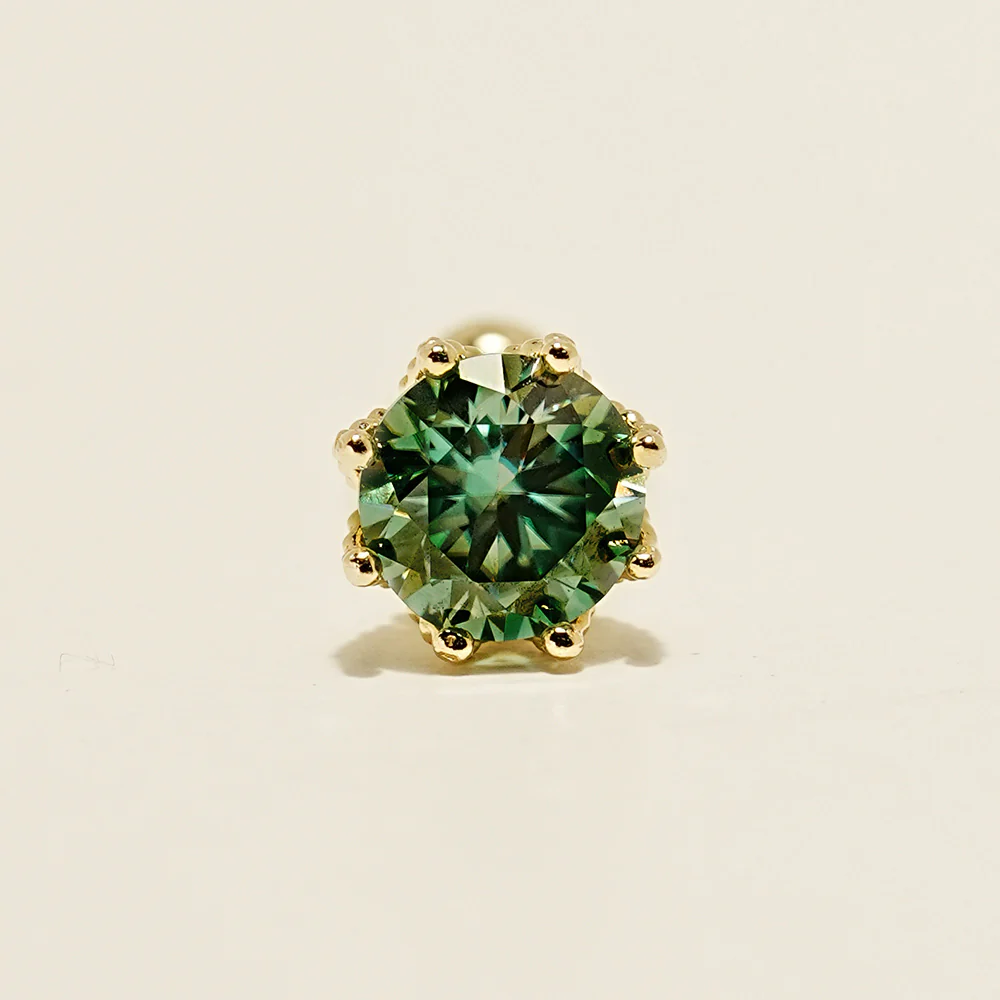 14K Gold Moissanite Dia Queen Cartilage Earring 20G18G16G - Image 18
