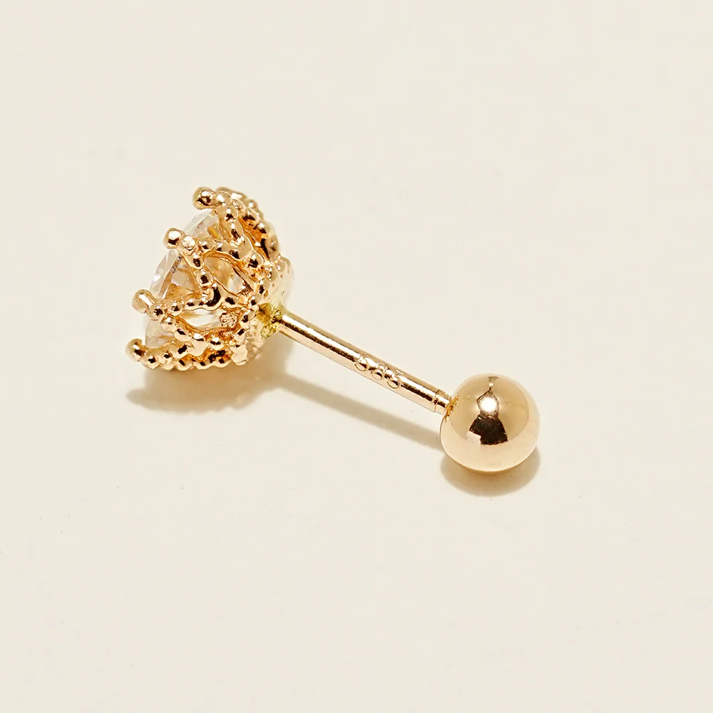 14K Gold Moissanite Dia Queen Cartilage Earring 20G18G16G - Image 23