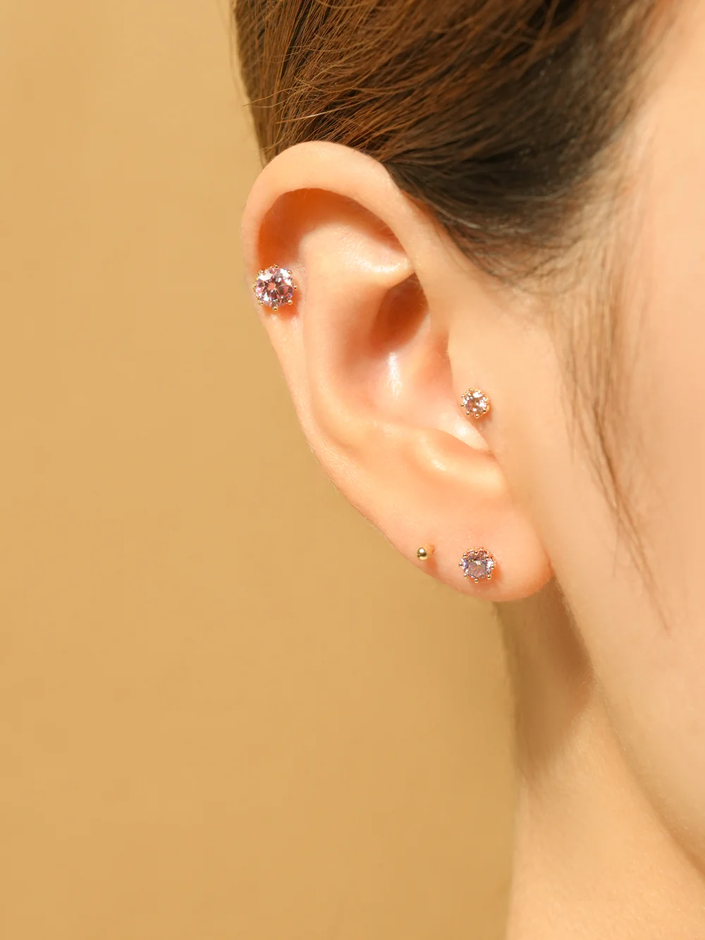 14K Gold Moissanite Dia Queen Cartilage Earring 20G18G16G - Image 6